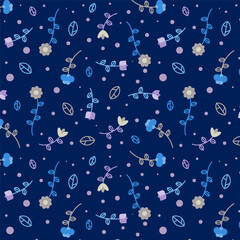 Modern Floral Seamless Background &ndash; Decorative Pattern for Fabric & Print, Vintage Flower Seamless Pattern &ndash; Repeating Nature-Inspired Art, Seamless Floral Pattern &ndash; Hand-Drawn Botanical Background