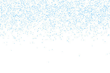 blue glitter festive confetti  on transparent background. blue glitter falling dust particles. Luxury confetti dots rain. Magic party border. Holiday decoration design element