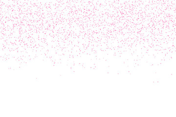 pink glitter festive confetti  on transparent background. pink glitter falling dust particles. Luxury confetti dots rain. Magic party border. Holiday decoration design element