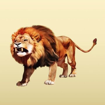 Majestic lion roaring fiercely animation isolated asset, transparent 4K video, alpha channel, ProRes 4444