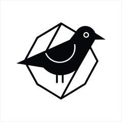 Simple Geometric Bird Silhouette Design