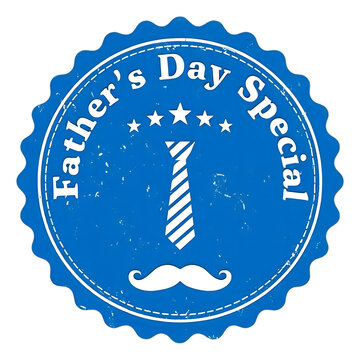Blue circular badge with lighthouse and stars saying Father&rsquo;s Day Special with celebratory feel