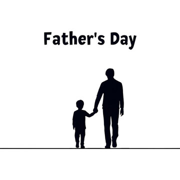 Silhouette of father and child holding hands with minimalist Father&rsquo;s Day text design