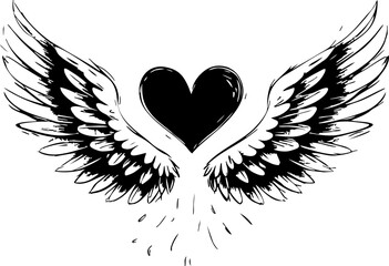 Fototapeta premium Heart with wings symbolizing love and freedom artistic digital art inspirational creative