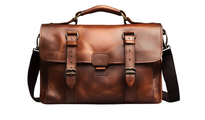 Vector icon of a silhouette figure running up stairs, composed of simple shapes, on a transparent background - A brown leather shoulder bag, transparent background (3)