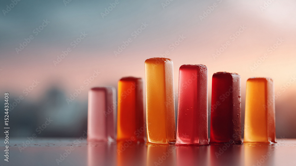 Poster abstract illustration of colorful vertical bars showing upward growth. could be used for data visual