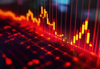 A red and yellow line graph with a lot of numbers on it