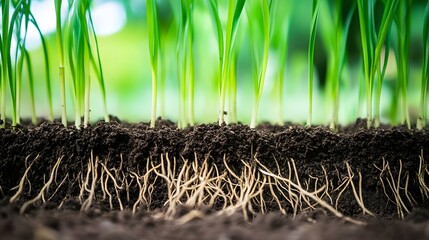Fototapeta premium Healthy roots hold the soil together, showcasing the beauty and importance of plant life from the ground up, a symbol of growth and resilience.