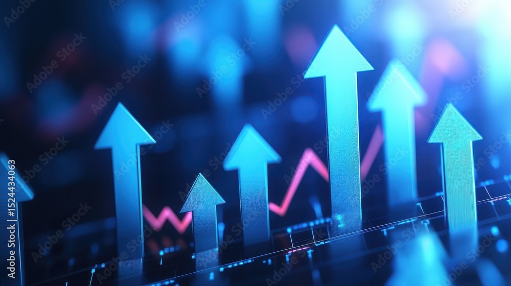 Poster an upward trending graph with arrows forming each arrow getting longer and longer