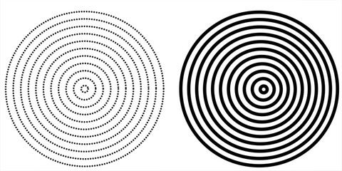 Circle black earthquake icon set. Round vibration graphic or black alert radar. Radio signal. Symbol of waveform burst rays. Concentric circles isolated on white background.eps10