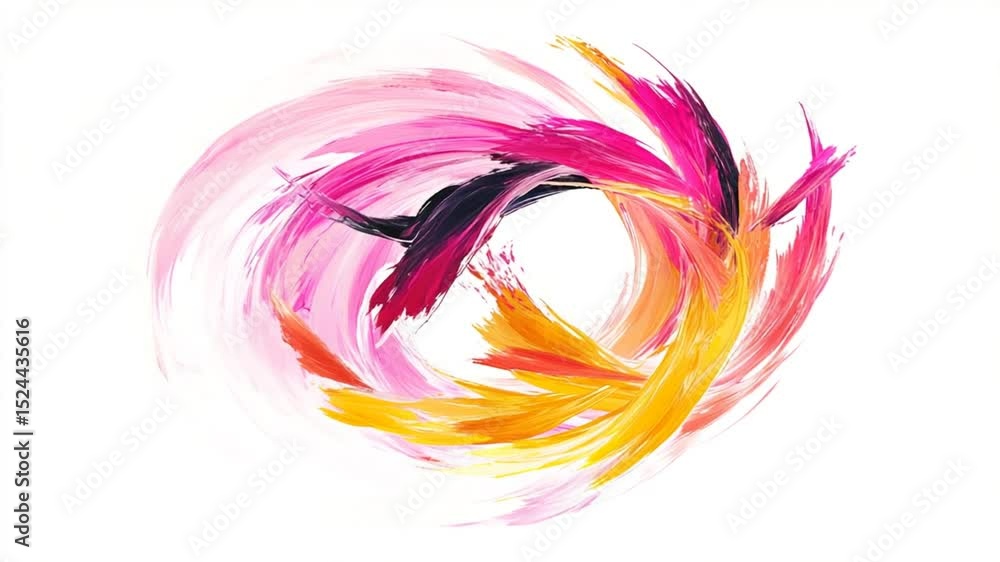 Poster abstract multicolored paint strokes on white background create an artistic swirl