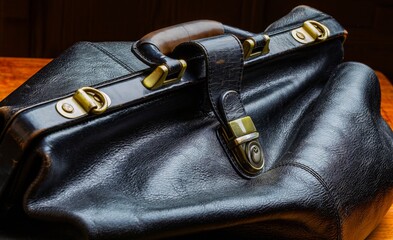 Black leather bag