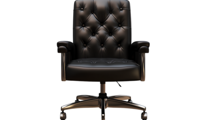 Vector icon of a silhouette figure running up stairs, composed of simple shapes, on a transparent background - black office chair, transparent background