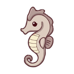 Cute Cartoon Sea Horse Illustration