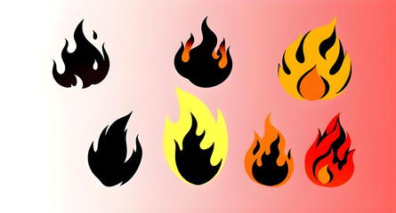 Set of fire flames, Fire flame vector set, Flame icon collection, Burning flames set, Fire icon pack, Realistic fire flames, Cartoon fire flames, Abstract fire set, Blazing flames vector, Fire symbols