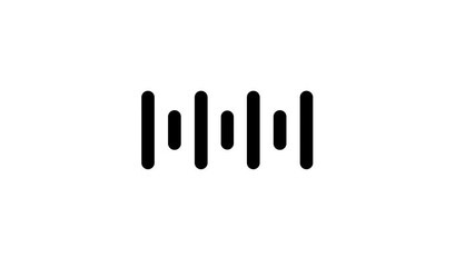 Bold  sound or music stabilizer icon animation of vertical equalizer bars moving rhythmically up and down. The animated  design is isolated on a white and black background. Set  - Powered by Adobe
