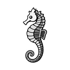 Simple, Iconical Grayscale Sea Horse