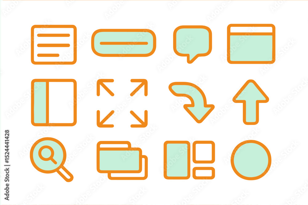 Poster glowing orange ui icons on gradient background