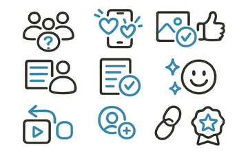 Fototapeta premium Social media icons set: communication, interaction, like, share, connect