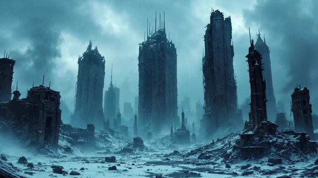 Dark landscapes of devastation. Creepy video clip with apocalyptic atmosphere.