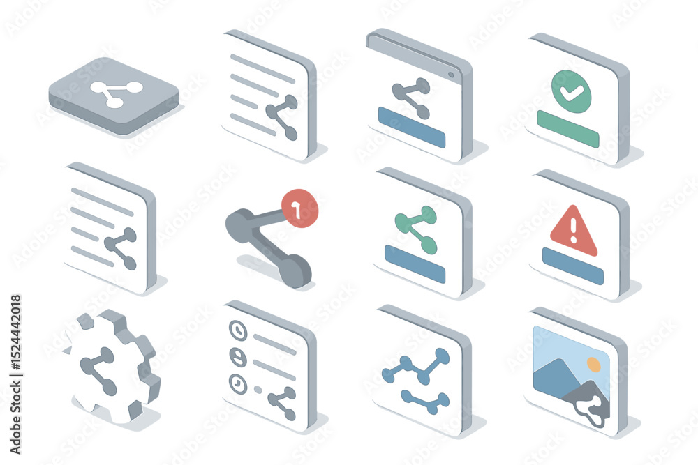 Poster isometric design icons for technology and communication interfaces