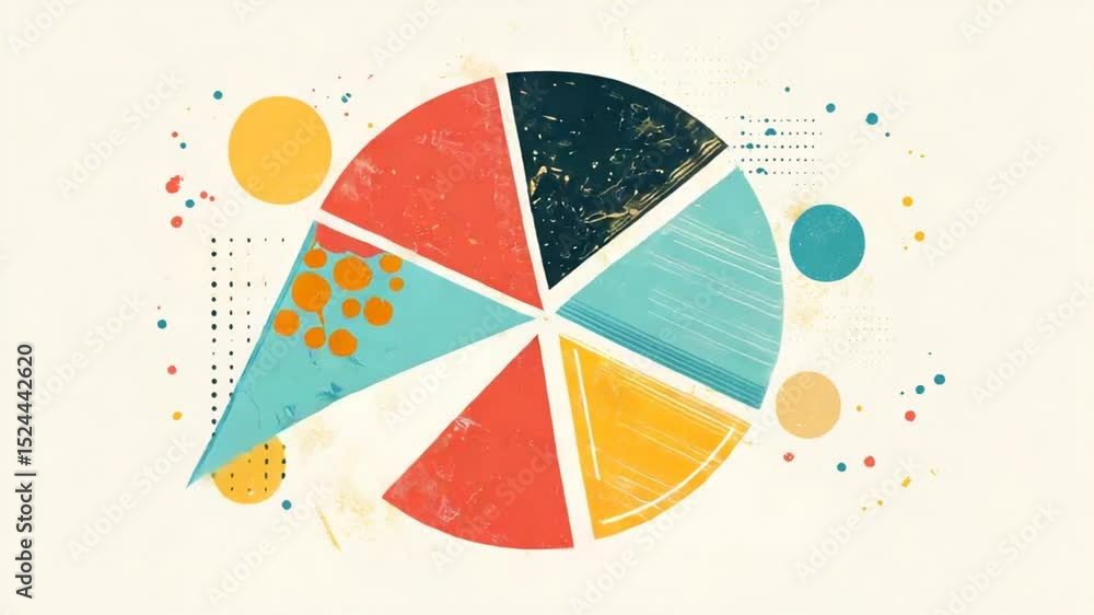 Poster creative abstract animated pie chart with colorful segments and dynamic visuals