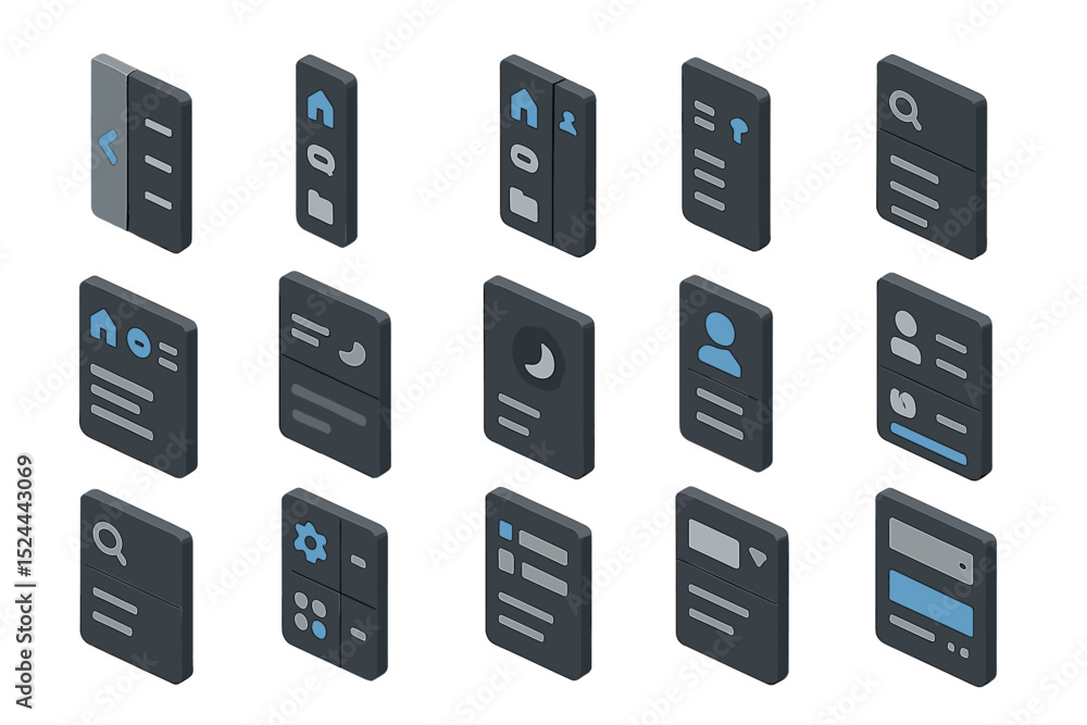 Poster minimalist dark themed ui icons for modern web and app design