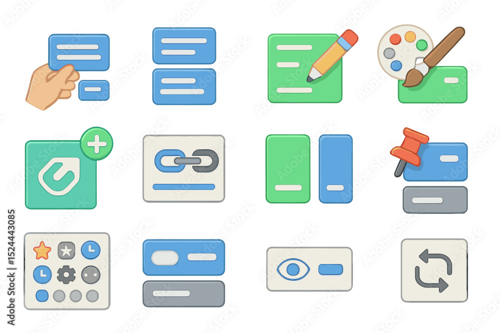 Poster colorful interface icons set with tools for design and communication