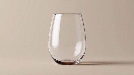 A 4K photo of close-up of a stemless wine glass mockup with a blank space for logo, set against a neutral background.