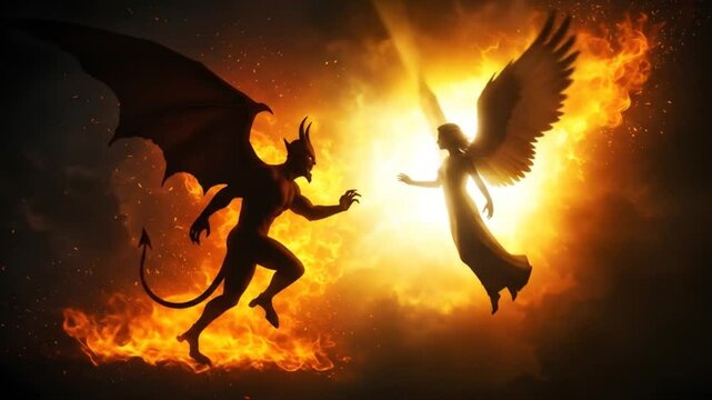 Angel demon silhouette fire