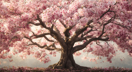 Pink Cherry Blossom Tree in Bloom.