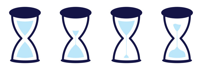 hourglass outline or line icon design bundle. Hourglass vector icon. Sand clock symbol. flat vector illustration design.