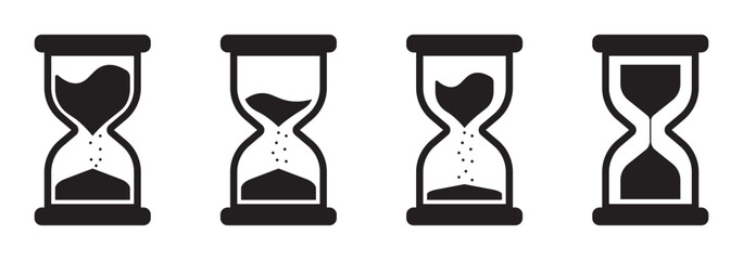 Hourglass icon on transparent background representing time with simple design