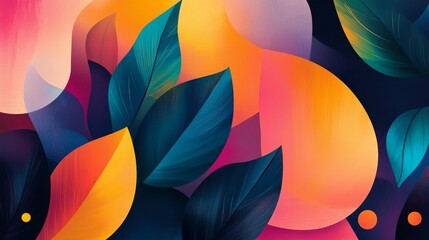 A colorful background with leaves and flowers