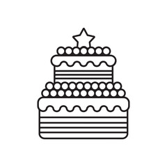 Hand drawn birthday cake outline illustration