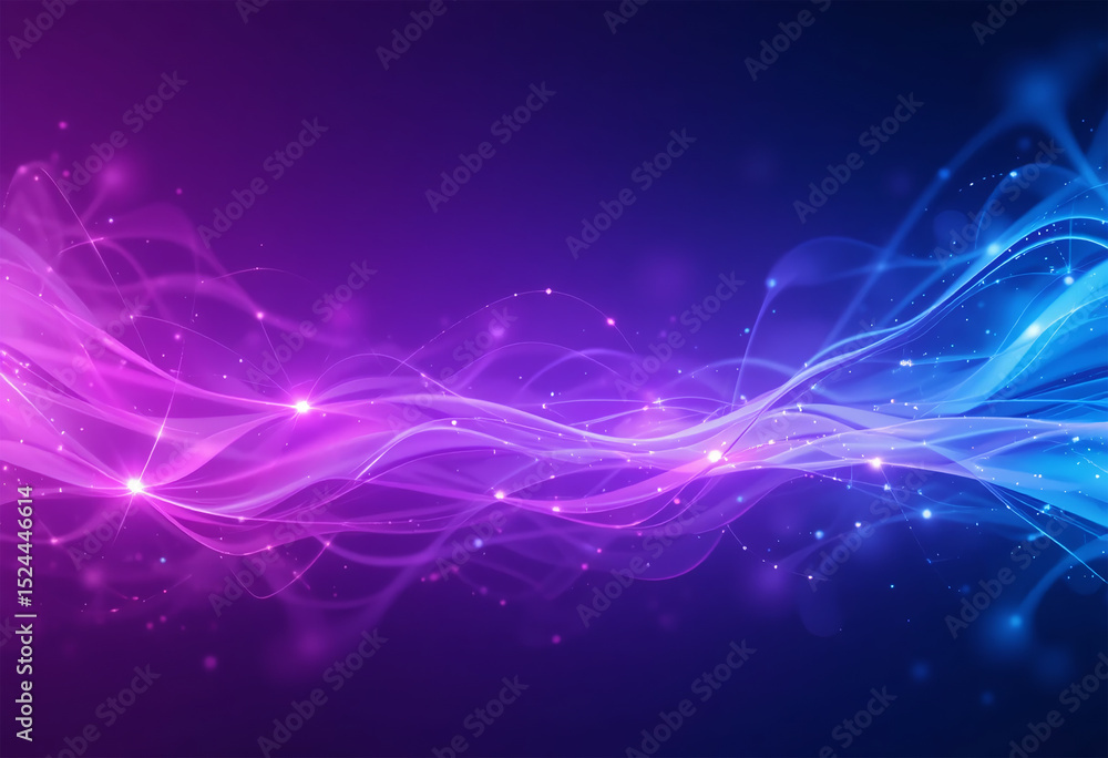 Aufkleber abstract wavy lines and connecting dots with light effect background