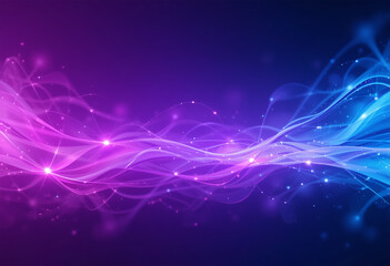 Abstract Wavy Lines and Connecting Dots with Light Effect Background