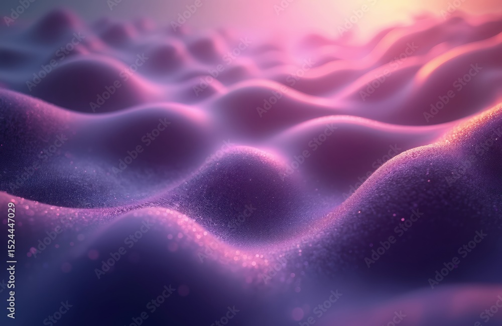 Poster abstract 3d render features dynamic wave lines with futuristic glowing effect. purple, violet, pink,