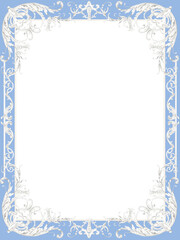Blue Ornamental frame png, royal luxury border, elegant baroque, porcelain