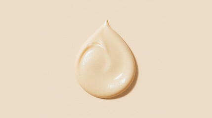 Fototapeta premium Creamy beige cosmetic drop on neutral backdrop for beauty product showcase