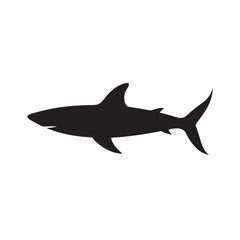 Obraz premium Shark Swimming Beneath Sea Surface Silhouette Vector Illustration