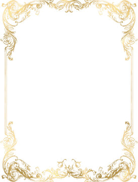 Ornamental golden frame png, royal luxury border, elegant baroque