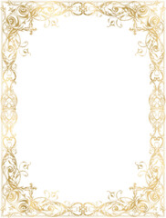 Ornamental golden frame png, royal luxury border, elegant baroque