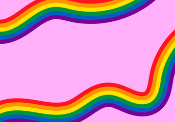 Bander del orgullo lgbtq+ ondulada en fondo rosa