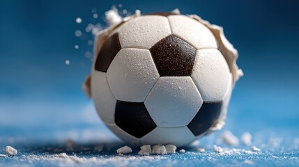 This stunning image captures a soccer ball breaking through paper, illustrating dynamic motion and energy in sports while showcasing the excitement of the game.