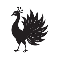 Peacock Displaying Majestic Featherssilhouette Vector