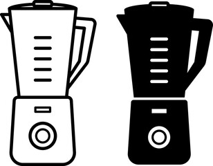 Blender Icons. Black and White Vector Illustration. Kitchen Appliance for Chopping and Whipping Products. Household Appliances Concept