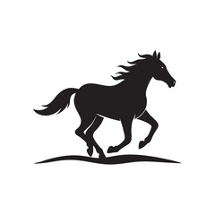 Horse Galloping Across Open Plains Silhouette Vector Illustration
