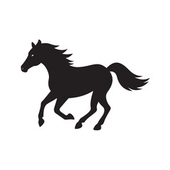 Horse Galloping Across Open Plains Silhouette Vector