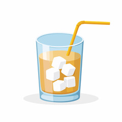 Sugar Cubes on a Glass with Straw Illustration